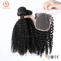 Cheap 7A Unprocessed Virgin Brazillian Kinky Curly with Closure Hair Bundles With Closure